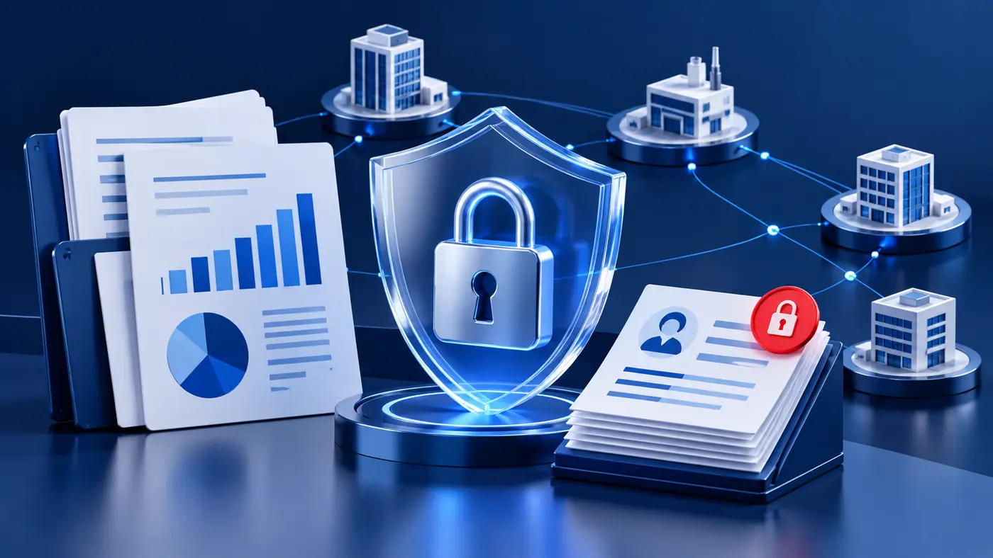 Müşteri risk analizinde ticari sır ve kişisel veri güvenliğini anlatan görsel